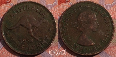 Австралия 1/2 пенни 1959 года, KM# 61, 182-077