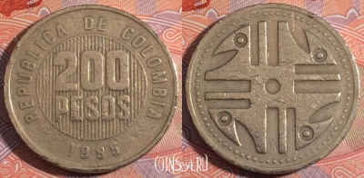Колумбия 200 песо 1995 года, KM# 287, 182-079