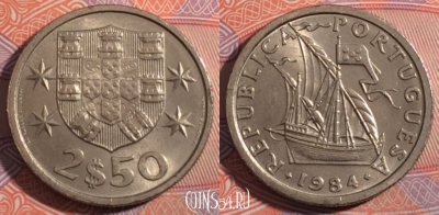 Португалия 2,5 эскудо 1984 года, KM# 590, 182-116