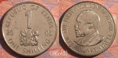 Кения 1 шиллинг 2005 года, KM# 34, 182-122