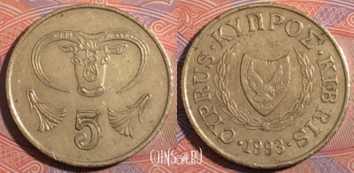Кипр 5 центов 1993 года, KM# 55.3,