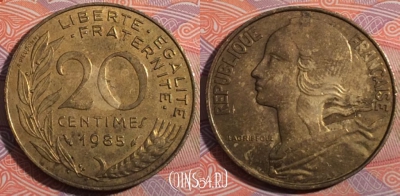 Франция 20 сантимов 1985 года, KM# 930, 184-024