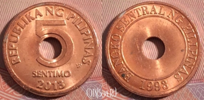 Филиппины 5 сентимо 2013 года, KM# 268, b100-052