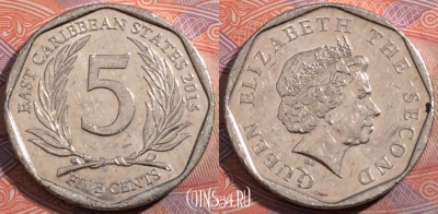 Восточные Карибы 5 центов 2015 года, KM# 36, 184-143