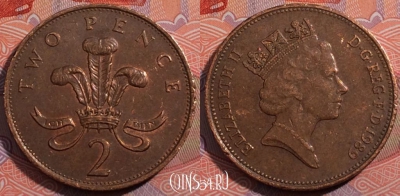 Великобритания 2 пенса 1989 года, KM# 936, 185-003