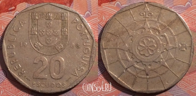 Португалия 20 эскудо 1988 года, KM# 634, 185-027