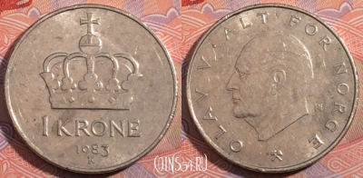 Норвегия 1 крона 1983 года, KM# 419, 185-095