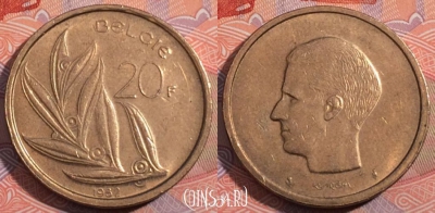 Бельгия 20 франков 1982 года, BELGIE, 185-096