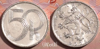 Чехия 50 геллеров 2006 года, KM# 3, 185-097