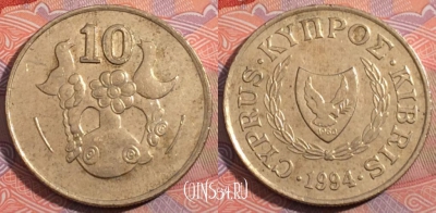 Кипр 10 центов 1994 года, KM# 56.3, 185-104