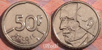 Бельгия 50 франков 1987 года, BELGIE, KM# 169, 185-108