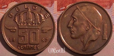 Бельгия 50 сантимов 1987 года, BELGIE, KM# 149, 186-009