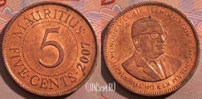 Маврикий 5 центов 2007 года, KM 52, 186-059