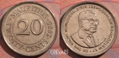 Маврикий 20 центов 2005 года, KM# 53, 186-067