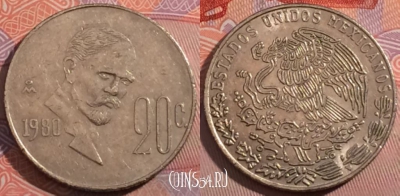Мексика 20 сентаво 1980 года, KM# 442, 186-079