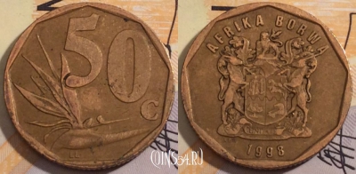 ЮАР 50 центов 1998 года, KM# 163, 186-103