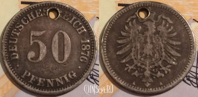 Германия (Империя) 50 пфеннигов 1876 года A, Серебро,