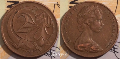 Австралия 2 цента 1977 года, KM# 63, 186-109