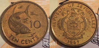 Сейшелы 10 центов 1997 года, KM# 48, 186-111