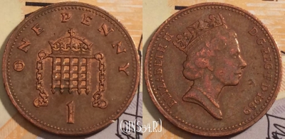 Великобритания 1 пенни 1989 года, KM# 935, 186-132