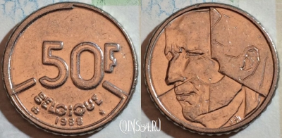 Бельгия 50 франков 1988 года, BELGIQUE, KM# 168, 188-012