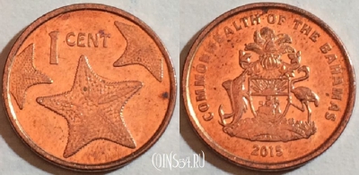 Багамы 1 цент 2015 года, KM# 218.2, 188-049