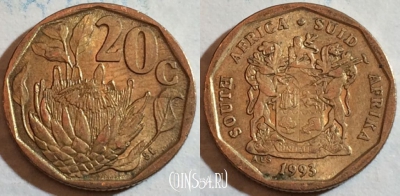 ЮАР 20 центов 1993 года, KM# 136, 188-063