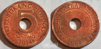 Филиппины 5 сентимо 2014 года, KM# 268, 188-075