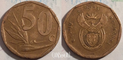 ЮАР 50 центов 2008 года, KM# 443, 188-080