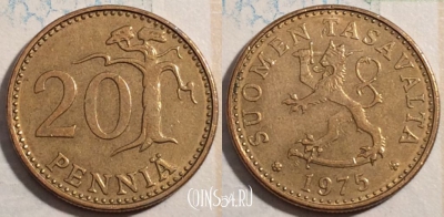 Финляндия 20 пенни 1975 года, KM# 47, 188-113