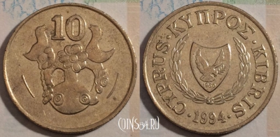 Кипр 10 центов 1994 года, KM# 56.3, 189-009