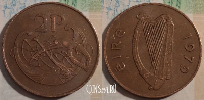 Ирландия 2 пенса 1979 года, KM# 21, 189-029