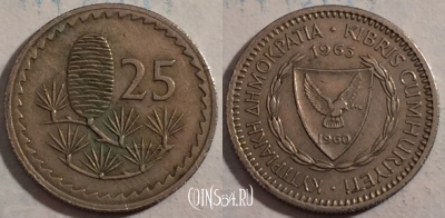 Кипр 25 милс 1963 года, KM# 40, 189-057