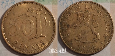 Финляндия 50 пенни 1974 года, KM# 48, 189-082
