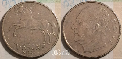 Норвегия 1 крона 1973 года, KM# 409, 189-101