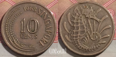 Сингапур 10 центов 1968 года, KM# 3, 190-020