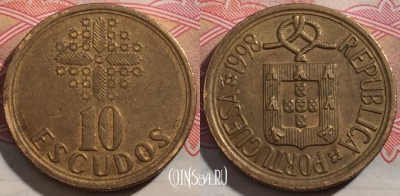Португалия 10 эскудо 1998 года, KM# 633, 190-023