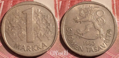Финляндия 1 марка 1980 года, KM# 49a, 190-110