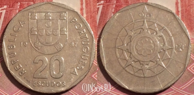 Португалия 20 эскудо 1987 года, KM# 634, 190-144