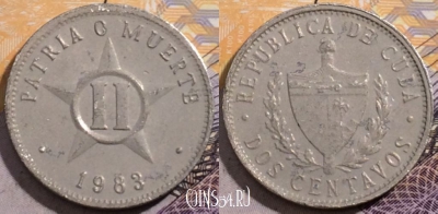Куба 2 сентаво 1983 года, KM# 104, 192-058