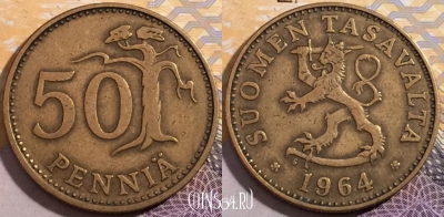 Финляндия 50 пенни 1964 года, KM# 48, 192-074