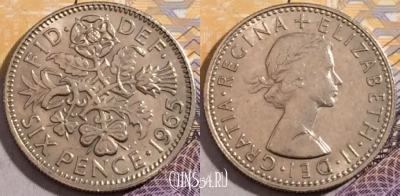 Великобритания 6 пенсов 1965 года, KM# 903, 192-096