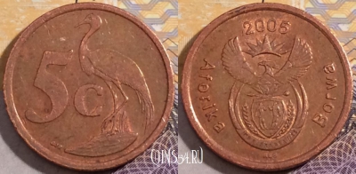ЮАР 5 центов 2005 года, KM# 291,