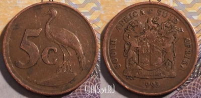 ЮАР 5 центов 1993 года, KM# 134, 194-005