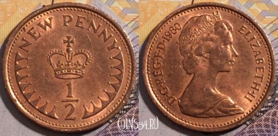 Великобритания 1/2 пенни 1980 года, KM# 914, 194-007