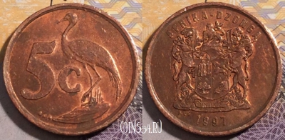 ЮАР 5 центов 1997 года, KM# 160, 194-033