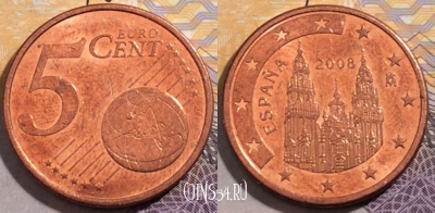 Испания 5 центов 2008 года, KM# 1042, 194-101