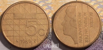Нидерланды 5 гульденов 1989 года, KM# 210, 194-126