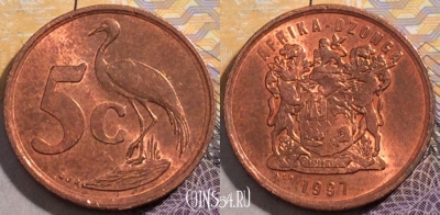 ЮАР 5 центов 1997 года, KM# 160, 194-127