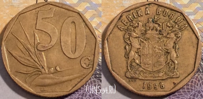 ЮАР 50 центов 1998 года, KM# 163, 196-099